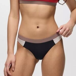 Prana Baja Bound Cheeky Swim Bottom Women's L Carob Colorblock Low Rise Sporty